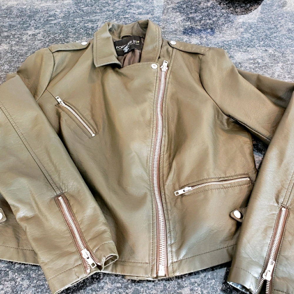 Olive green moto jacket
